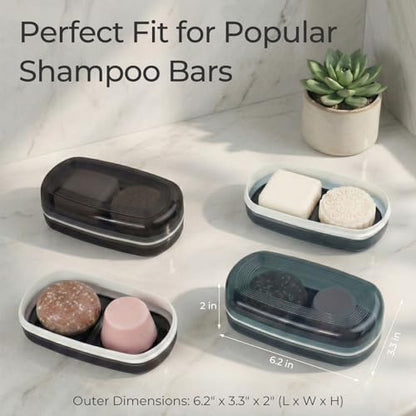 AIMAIAIMAI Shampoo Bar Holder Travel Case for Two Bars – Compatible with Kitsch Solid Shampoo & Conditioner Bars, Large Soap Container for Bathroom or Travel (Blue Style A-Large) - color: Blue Style A-large