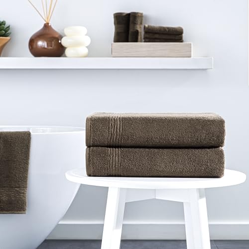 Ozdilek 2-Piece Bath Towels, 27x54 100% Turkish Cotton, Luxury Quick Dry, Extra Large, Fade-Resistant, Eco-Friendly, Spa Towel, Comfortable (Chocolate Brown) - color: Chocolate Brown