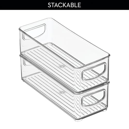 iDesign Plastic Stackable Pantry Bin, Set of 2, Clear | Storage Bin with Handles, For Cabinets or Fridge - style: Pack of 2