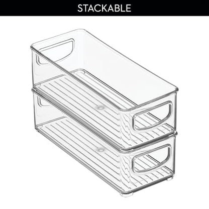 iDesign Plastic Stackable Pantry Bin, Clear | Storage Bin with Handles, For Cabinets or Fridge - style: Pack of 1