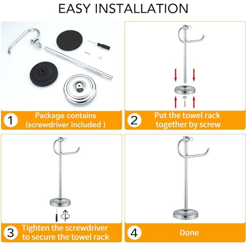 BESy 17 Inch Polished Chrome Stand Towel Bar Hanger Hand Towel Bar Bathroom Vanity Countertop Towel Holder Free Standing Stainless Steel Towel Ring Hardware Accessories Towel Rack - color: Polished Chrome