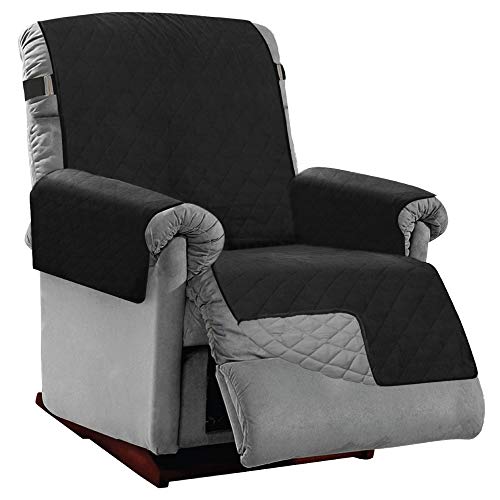 Sofa Shield® Couch Recliner Covers for Dogs, Reversible Furniture Protector with Strap, Stain and Tear Resistant Cushion Cover, 28 inch Seat, Machine Washable Slipcover Pets, Cats, Black Gray - color: Black/Gray, size: Large Recliner