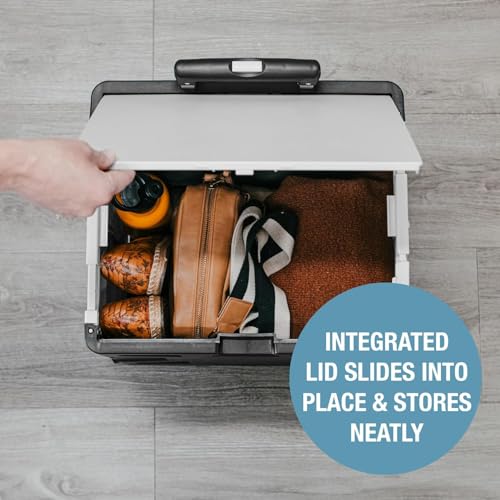 CleverMade Collapsible Wheeled Crate with Lid, 4-Wheels, Swivel and Glide Rolling Crate with Handle and Double Wheels, 55L, 100 lb Capacity, Cool Gray, Polypropylene (PP) - color: Cool Gray, size: 55L - 4 Wheels