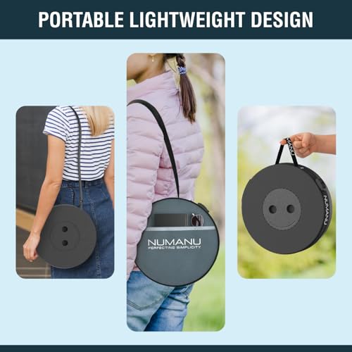 NUMANU 2026 Upgraded Collapsible Stool & 3IN1 Cushioned Carry Bag, 2.5"-18" Height Adjustable Max 620lbs, Portable Retractable Telescoping Seat, Foldable Camping Stool or Footrest for Adults (Round) - size: Round (Stool & 3IN1 Carry Bag)