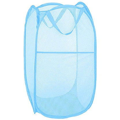 Larpur Pop up Laundry Hamper, Collapsible Laundry Basket, Portable Mesh Clothes Hamper for Home Room, College Dorm, Apartment, Foldable Hamper with Carry Handles, Sky Blue - color: Sky Blue
