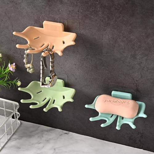 Creative Soap Holder for Shower - Wall Mounted Bathroom Soap Dish Organizer with Strong Adhesive Soap Tray for Kitchen Sink, Dish Soap Dispenser Holder,Blue - color: A-blue