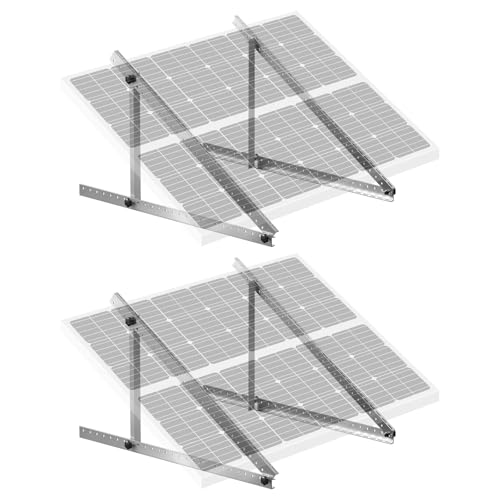 VEVOR 2 Sets Solar Panel Mounting Brackets - 45-Inch, 0 to 90 Adjustable Tilt Mounts Support 100-400W Solar Panels, Lightweight Aluminum Brackets with Folding Tilt Legs for RV, Boat, Off-Grid - color: Silver/Gray, size: 2 Sets