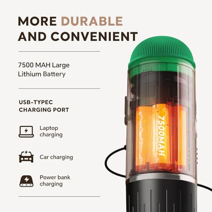 i Cafilas Portable Espresso Machine Self-Heating | Battery Powered Coffee Maker for Camping without Electricity| 2-in-1 Ground Coffee&NS Capsule|19 Bar| USB-C Fast Charge| Green Coffee Maker for Car - color: Green