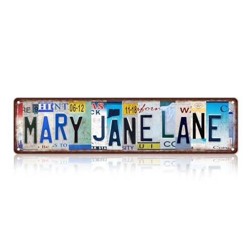Vintage Mary Jane Lane Metal Tin Signs Street Signs | Women Cave Wall Decor 16 x 4 Inches - color: Mary Jane Lane
