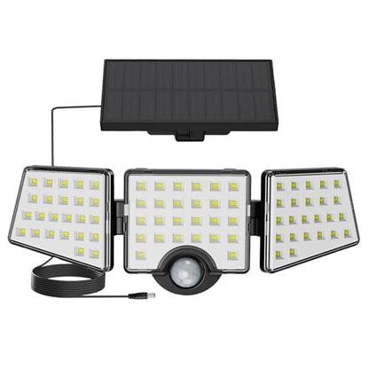 Lepro Solar Lights for Outside, WL5000 Motion Activated Security Lights, Separate Solar Panel, 3 Adjustable Head 270° Wide Lighting Angle, IP65 Waterproof Wall Lamp for Porch Yard Garage
