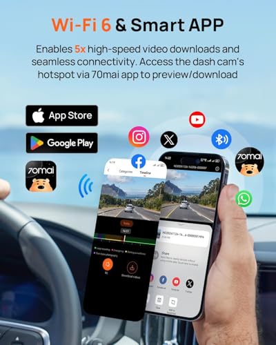 70mai 4K Dash Cam Front and Rear, Built in Wi-Fi 6 & GPS Car Camera, Super Night Vision, ADAS, 3'' IPS Screen, 24H Parking Mode, Time-Lapse, Loop Recording, with 128GB Card (A800SE) - size: A800SE-1