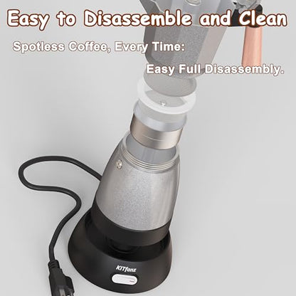 Electric Espresso Coffee Maker, Italian Coffee Pot, Electric Moka Pot, Cuban Coffee Maker, Portable Cafeteras Electricas Espresso Makers with Detachable Base 3 or 6 Cup (Bright Silver) - color: Bright Silver