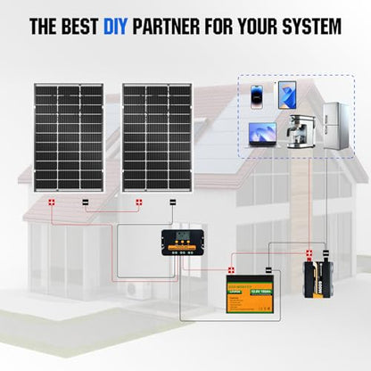 ECO-WORTHY 200 Watt Bifacial Solar Panel 2pcs 100 Watt Monocrystalline Solar Panel Module Off Grid PV Power for Home, Camping, Boat, Shed Farm, RV,12V/24V Battery - style: 100W Bifacial 2-Pack Solar Panel