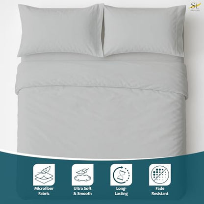 Shreem Linen Luxury 4 Piece Microfiber RV Sheet Set, Deep Pocket Fits Up to 10 inch, Soft, Wrinkle-Resistant, Camper, Travel Trailer Bedding, 3/4 Full Bunk 48x75, Light Grey - color: Light Grey, size: 3/4 Full Bunk - 48x75