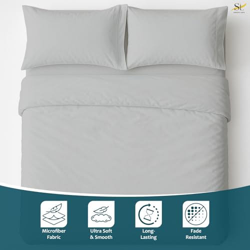 Shreem Linen Luxury 4 Piece Microfiber RV Sheet Set, Deep Pocket Fits Up to 10 inch, Soft, Wrinkle-Resistant, Camper, Travel Trailer Bedding, Camper Queen 60x80, Light Grey - color: Light Grey, size: Camper Queen - 60x80