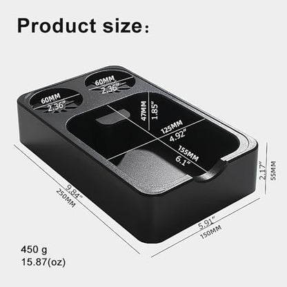 Espresso Tamping Station with Knock Box, 3-in-1 Coffee Organizer Compatible with 51/54/58mm Tamper, Anti-Slip ABS Storage & Barista Tools Holder