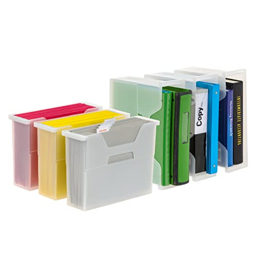 IRIS USA Small Portable Desktop File Box with Open Lid, 6 Pack, Side Handles, Hanging File Folders, Tabs & Inserts, Letter Size, Magazines, Newspapers, Mail, Books, Notebooks, Clear - size: 6 - Pack, style: Open Top Bin (S - Clear)