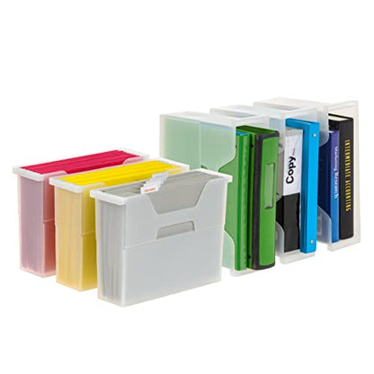 IRIS USA Small Portable Desktop File Box with Open Lid, 6 Pack, Side Handles, Hanging File Folders, Tabs & Inserts, Letter Size, Magazines, Newspapers, Mail, Books, Notebooks, Clear - size: 6 - Pack, style: Open Top Bin (S - Clear)