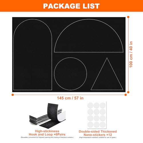 Black Out Window Cover Portable Blackout Shades Adhesive Thermal Blackout Blinds No Drill Guard Blind for Window Shades Temporary Room Home 57x118 Inch Darkening Shades for Skylight RV Dorm - size: 118"W x 57"H