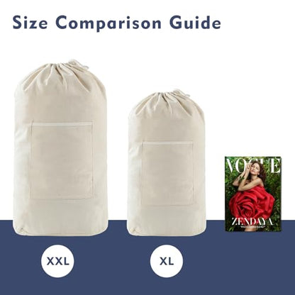 Canvas Laundry bag, Washable Laundry backpack, Adjustable Straps, Large Front Pocket, Drawstring Closure (BEIGE, XX-Large) - color: BEIGE, size: XX-Large