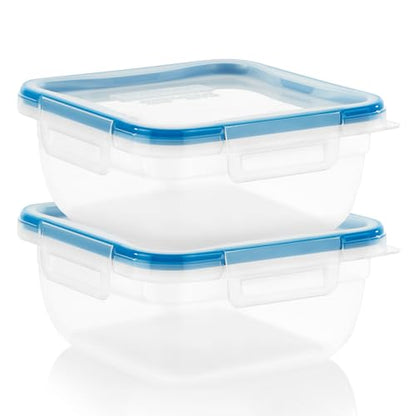 Snapware Plastic Total Solution 2-Pack (5.5-Cup) Food Storage Containers Set, Leakproof & Airtight Plastic Locking Lids Square Containers, Non-Toxic BPA-Free Lids, Microwave Dishwasher Freezer Safe - size: 2 Pack, style: 5.5 Cup