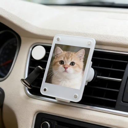 Car Picture Holder for Air Vent Clip, Clear Acrylic Personal Picture Frame Clip, Universal Fit for All Cars, for Family, Couple, Pets & Travel Photos, Fits Wallet-Size Photos (2.36 x 3.54 in)