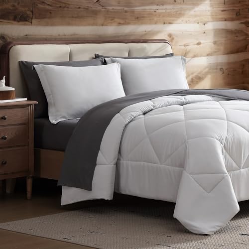 Coleman Twin XL Comforter Set Reversible Bed-in-a-Bag– Double-Sided Color Options, All-Season Comforter + Shams + Sheets – Perfect for Home, Cabin or Camp Use, Silver/Gray - color: Silver/Gray, size: Twin XL
