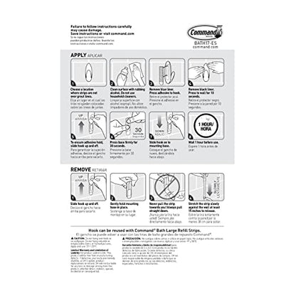 Command Bath Large Towel Hook Value Pack, Clear Frosted, 3-Large Hooks, 3-Water-Resistant Strips, Organize Damage-Free - color: White, size: Large