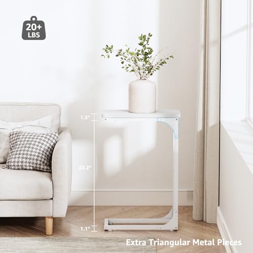QEEIG Narrow C Shaped Side Table Set of 2 Living Room Sets Slim Couch Tray Tables Skinny Thin Small Modern 7 inch Width, White (017-18WW) - color: B. White, size: 7.1" Width