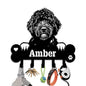 NIWAHO Dog Leash Holder Wall Mount Personalized Name - Custom Barbet Metal Sign with Bone Key Hooks, Pet Leash and Key Organizer for Entryway - color: Barbet