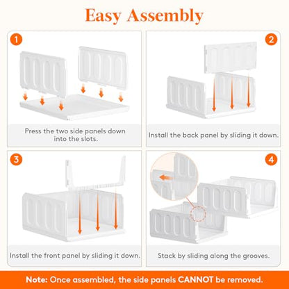 Lifewit 4 Pack Stackable Closet Organizers for Shelf, Plastic Clothes Storage Basket Bins for Wardrobe, Multifunctional Stacking Sweater Containers for Shelves, RV, Pantry, Kitchen, Dorm, 12.6" Wide - size: 16.5" Depth