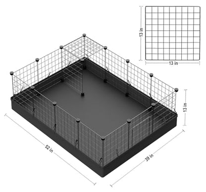 LANGXUN 16pcs Small Animal Playpen with Waterproof Mat, Pet Playpen, Rabbit Guinea Pig Cages, Puppy Kitten Playpen | Indoor & Outdoor Portable Metal Wire Yard Fence 13"x13" - style: 16 Metal Panels & Mat(13'' x 13")