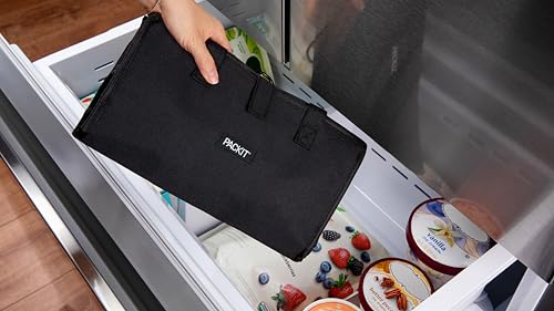 PackIt(R) Freezable Grocery Tote, Black, Built with EcoFreeze(R) Technology, Foldable, Collapsible, Reusable, Zip Closure, Dual handles, Great for Transporting Fresh Groceries - color: Black