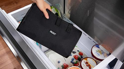 PackIt(R) Freezable Grocery Tote, Black, Built with EcoFreeze(R) Technology, Foldable, Collapsible, Reusable, Zip Closure, Dual handles, Great for Transporting Fresh Groceries - color: Black