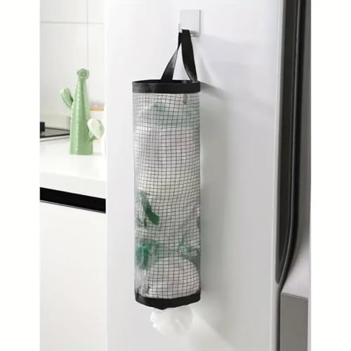 2PCS Kitchen Storage Hanging Bag - Mesh Foldable Breathable Disposable Shoe Cover & Trash Bag Organizer - BLACK