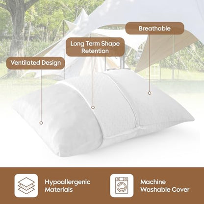 Small Shredded Memory Foam Pillow, Camping Pillow Travel Pillow - Compressible Medium Firm, Breathable Cover, Ideal Backpacking Hiking, Airplane and Car (Off-White, L) - color: Off-white, size: L-23 X 16 Inch