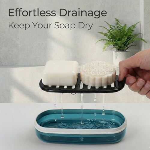AIMAIAIMAI Shampoo Bar Holder Travel Case for Two Bars – Compatible with Kitsch Solid Shampoo & Conditioner Bars, Large Soap Container for Bathroom or Travel (Blue Style A-Large) - color: Blue Style A-large