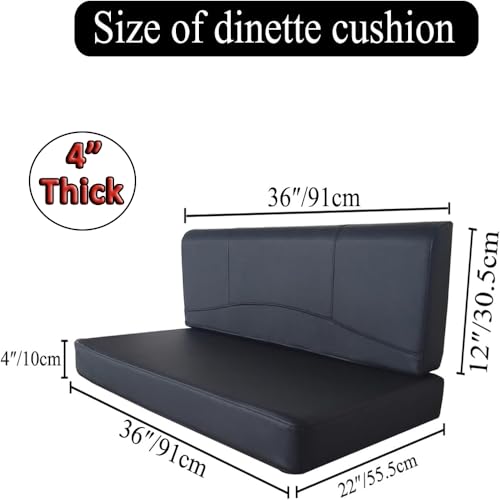 RV Dinette Cushions Replacement with Momery Foam Camper Seat Couch Cushion Travel Trailer Bed (Black, 36″) - size: 36″