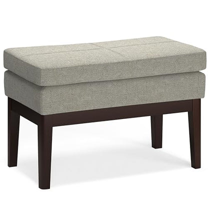 SIMPLIHOME Carlson Small Ottoman Bench - 27 inch Wide Upholstered Woven Fabric Rectangle Ottoman in Greige, Mid Century Modern Bench for Bedroom, Entryway or Living Room with Padded Seat - color: Greige, style: Small Ottoman Bench