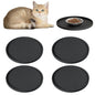 4 PCS Thickened Pet Silicone Food Mat, Nonslip Waterproof Cat Dog Feeding Bowl Mats with Raised Edges for Food and Water Prevent Spills, Round Eating Tray for Floors, Puppy Kitten, 10'' x 10''