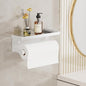 White Paper Towel Holder with Shelf, Wall Mount Paper Towel Holder for Bathroom Kitchen, Hand Towel Rack Holder,Paper Roll Holder with Self Adhesive & Screw,RV - color: White Pro