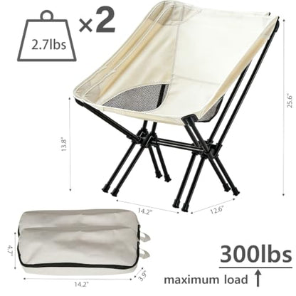 Wind Tour Portable Camping Chair Lightweight Foldable Outdoor Chair for Hiking Camp Backpacking Lawn Beach Fishing Picnic with Carry Bag (White-2) - color: White-2