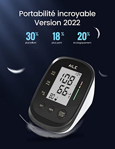 Blood Pressure Monitor,Aile Blood Pressure Machine Upper Arm Large Cuff(8.7"-16.5" Adjustable),Automatic high Blood Pressure Cuff for Home use (Black) - color: Black