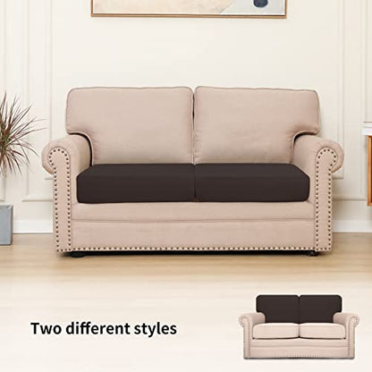 Easy-Going Stretch Individual Loveseat Couch Cushion Cover Sofa Cushion Furniture Protector Sofa slipcover Soft Flexibility with Elastic Bottom (2-piece Loveseat Cushion Cover, Chocolate) - color: Chocolate, size: 2-piece