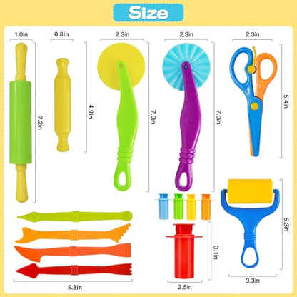 LCY WEDSHI Dough Tool Set, 15 Pcs Dough Tools Sets for Kids Ages 4-8, Dough Accessories Includes Cutters Roller, Rolling Pins, Safety Scissors, Plastic Knife - style: 15pcs
