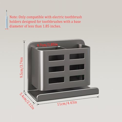 Grey Wall-Mounted Toothbrush Holder, Aluminum Material Shower Shaver Storage Rack, No Drilling Required, Removable Toothpaste Storage Rack - size: Gray double slot