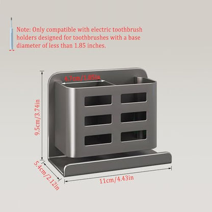Grey Wall-Mounted Toothbrush Holder, Aluminum Material Shower Shaver Storage Rack, No Drilling Required, Removable Toothpaste Storage Rack - size: Gray double slot