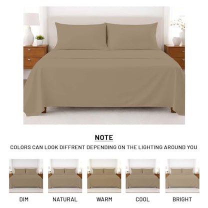 SGI bedding 100% Egyptian Cotton Sheets Queen Size – Cooling Sheets, Soft Breathable Taupe Bedding, Luxury Bedding, Luxury Hotel Sheet Set, Deep Pocket 16", 4 Piece Set - color: 06 - Taupe, size: Queen