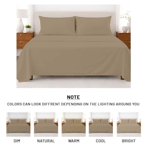 SGI bedding 100% Egyptian Cotton Sheets Twin Size – Cooling Sheets, Soft Breathable Taupe Bedding, Luxury Bedding, Luxury Hotel Sheet Set, Deep Pocket 16", 4 Piece Set - color: 06 - Taupe, size: Twin