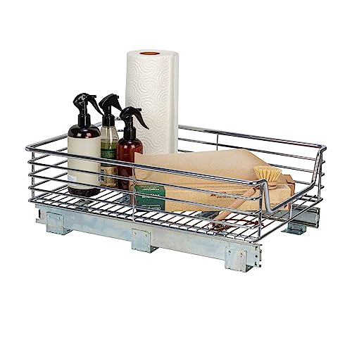 Household Essentials Chrome-Plated Steel Pull-Out Basket Organizer - size: 14.5" - Extended, style: Single Tier